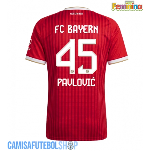Camisa de time de futebol Bayern Munich Aleksandar Pavlovic #45 Replicas 1º Equipamento Feminina 2026-27 Manga Curta